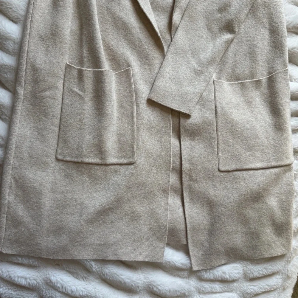 Loft Cardigan Sweater Women Cream Petite XXS Long Sleeve Open Front Pockets Soft - Picture 2 of 4